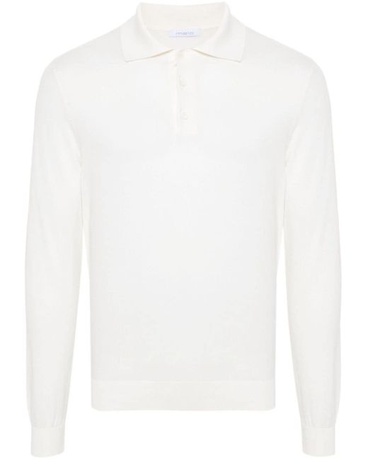 Malo Fein gestricktes Poloshirt in White für Herren
