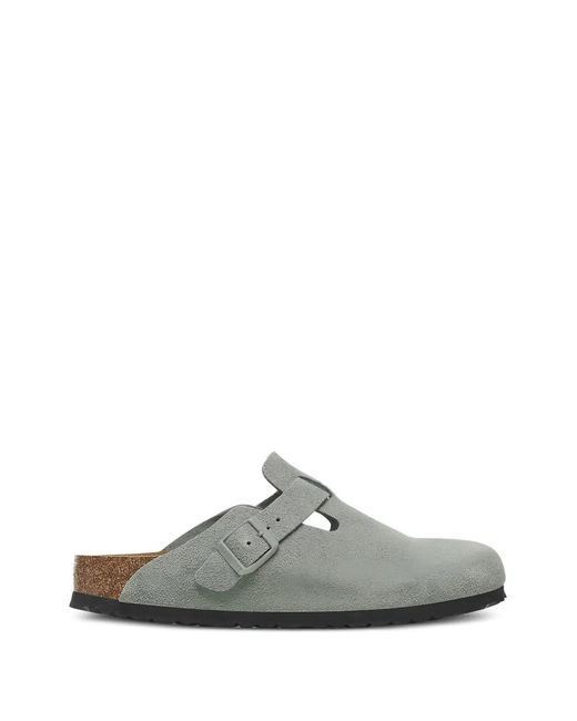 Birkenstock White Boston Bs Suede "Pure Sage" Slippers for men