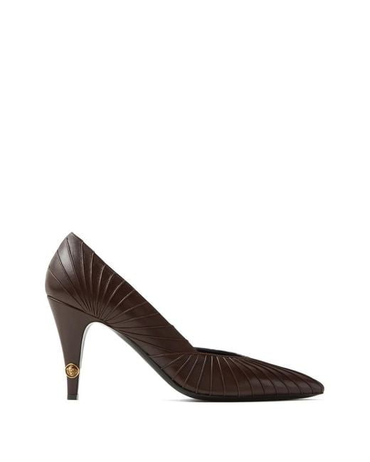 Versace Brown Gianni Leather Pumps 90 Mm
