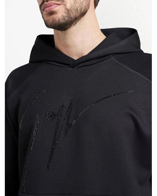Giuseppe Zanotti Black Lr-21 Crystal-Embellished Logo Hoodie for men