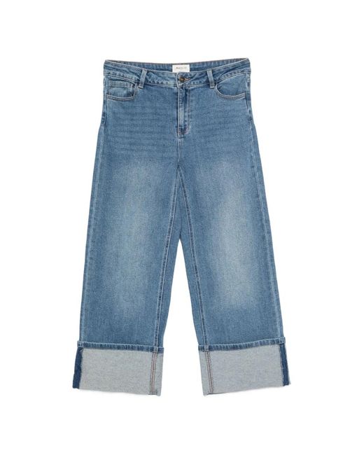 MAISON 123 Blue Turn-Up-Cuff Jeans