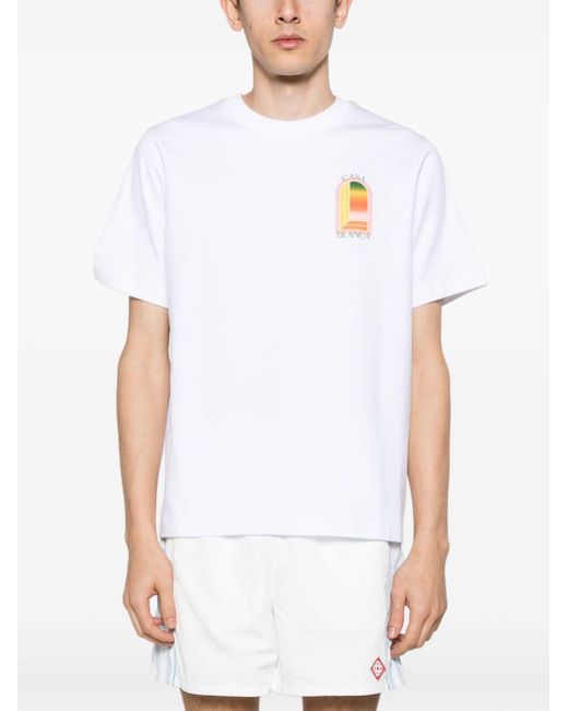 Casablancabrand White Tennis Club Icon Organic Cotton T-shirt for men