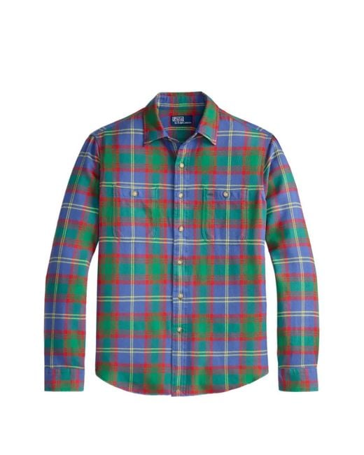 Polo Ralph Lauren Blue Check-Print Button-Down Shirt for men