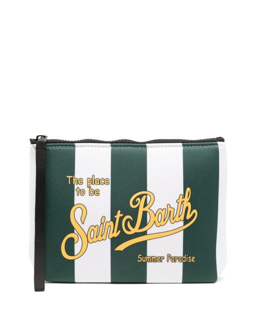 Mc2 Saint Barth Green Aline Striped Wash Bag