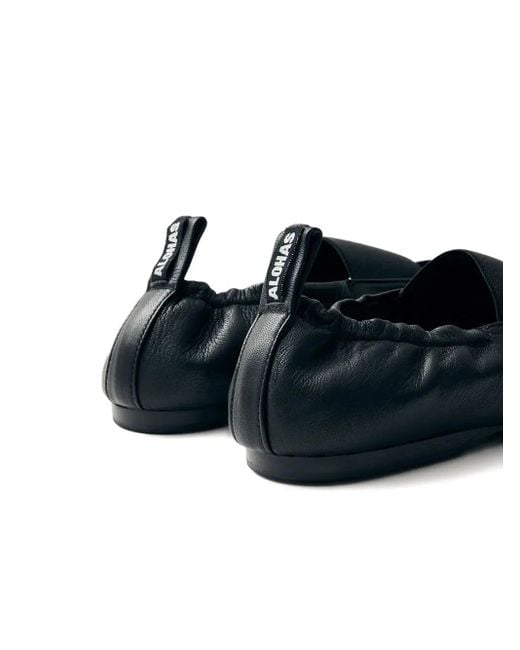 Alohas Blue Sutton Elastic-Band Gathered Ballet Flats