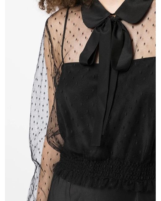 RED Valentino Black Polka Dot Transparent Blouse