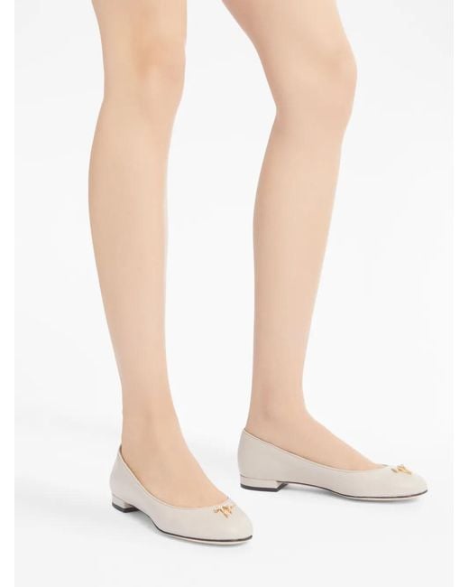 Giuseppe Zanotti Natural Riziana Logo-Embellished Ballerina Shoes