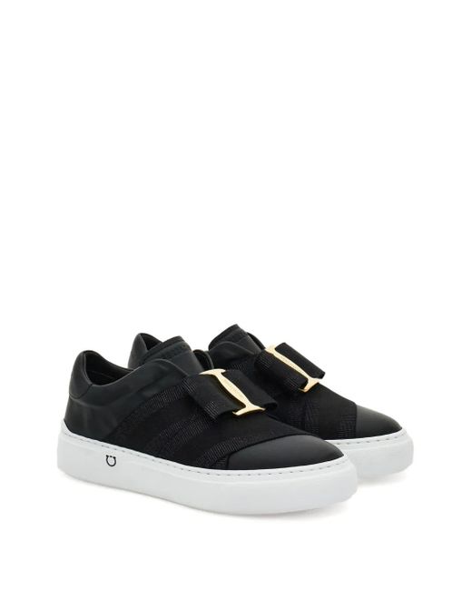 Ferragamo Black Bow Gancio Slip-On Sneakers