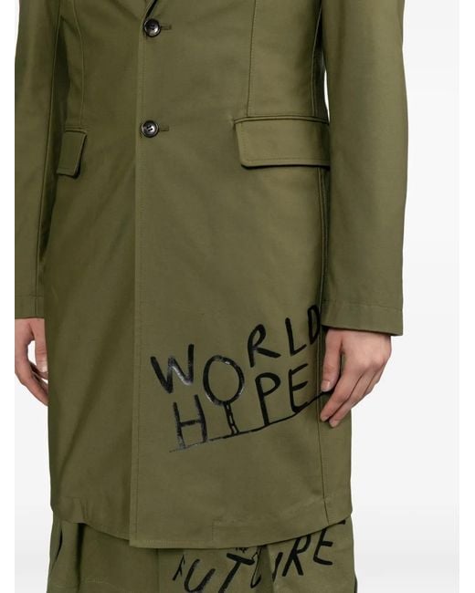 Comme des Garçons Green Slogan Design Coat for men