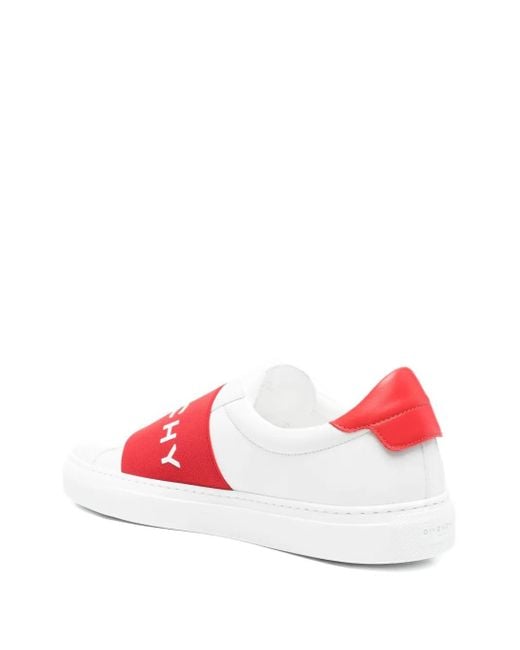 Givenchy White 'Urban' Low Top Sneakers With Contrasting Band With Logo Lettering for men