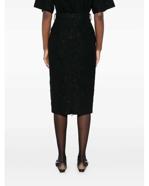 N°21 Black Floral-Motif Pencil Skirt