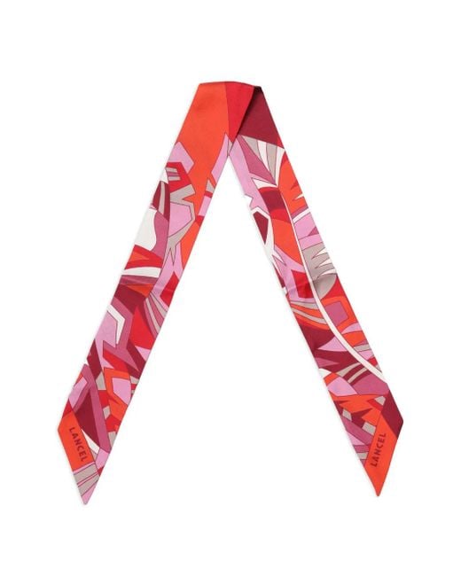Lancel Red Arabesque Silk Headband