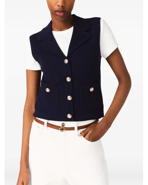 Maje Blue Polo Knit Cardigan
