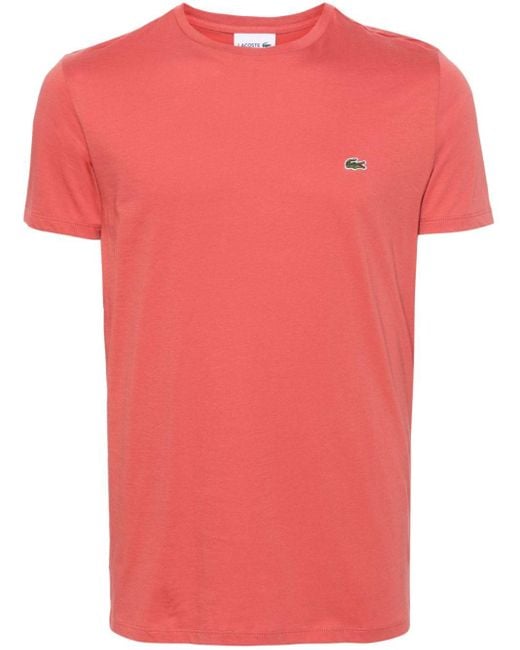 T-shirt en coton prima à patch logo Lacoste pour homme en coloris Pink