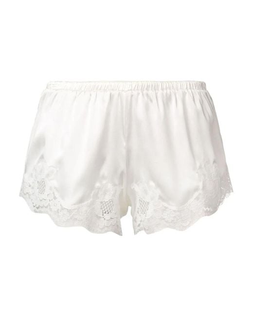 Dolce & Gabbana White Lace-Detail Satin Shorts