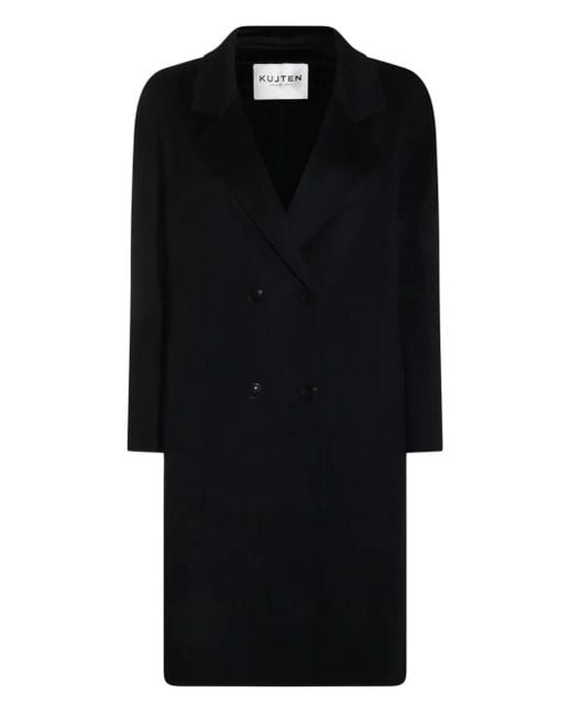 Kujten Black Double-Breasted Wool Coat