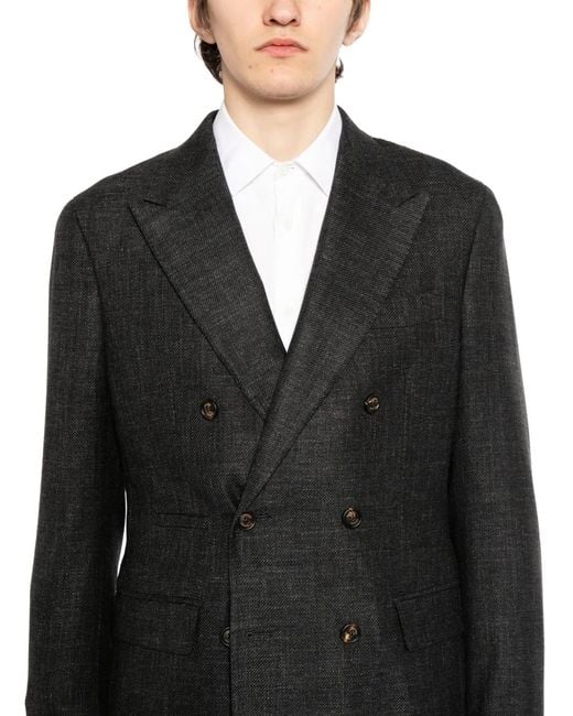 Eleventy Black Double-Breasted Blazer for men