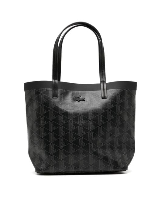 Lacoste Black Small Zely Monogram-print Tote Bag