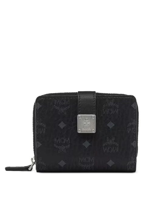 MCM Black Visetos-Print Logo-Plaque Wallet