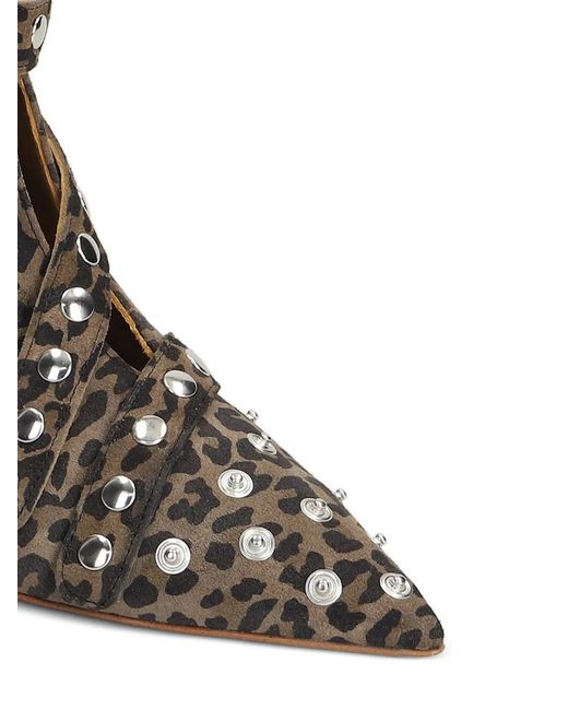 Alchimia White Leopard-Print Studded Ankle Boots