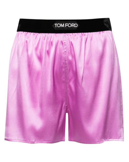 Tom Ford Pink Boxershorts aus Satin mit Logo-Patch