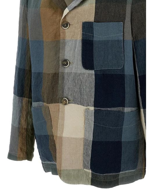 Barena Gray Checkered Patch-Pocket Jacket for men