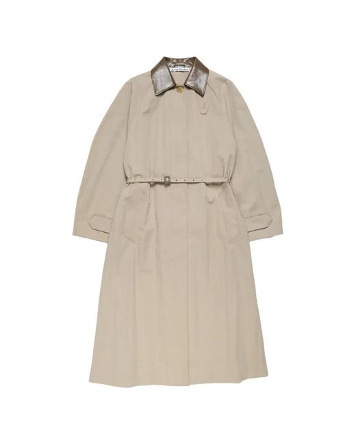 Acne Natural Belted Leather-Collar Coat