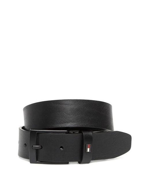 Tommy Hilfiger Black Logo-Plaque Buckled Belt