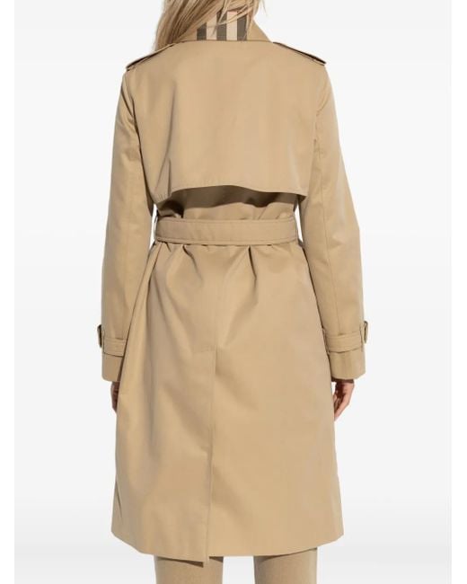 Burberry Jas Met Geruite Kraag En Ceintuur in het Natural