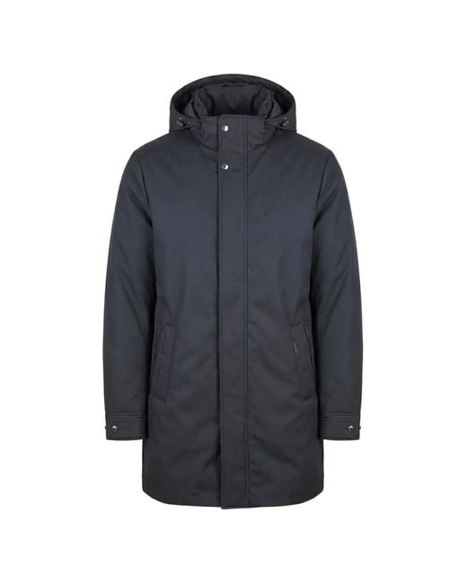 Moorer Blue Hooded Padded Coat for men