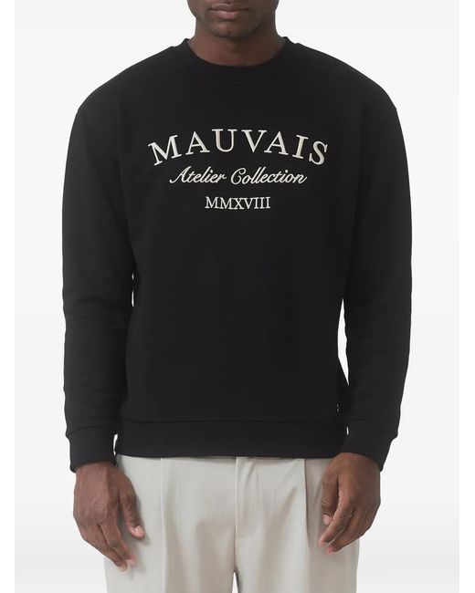 Mauvais Black Logo-Print Crew Neck Sweater for men