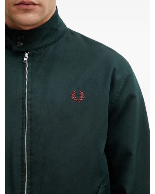 Fred Perry Green Logo-Embroidered Harrington Jacket for men