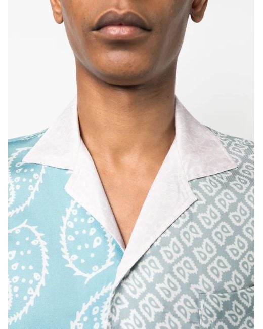 Camicia A Maniche Corte Con Stampa Bandana di Rhude in Blue da Uomo