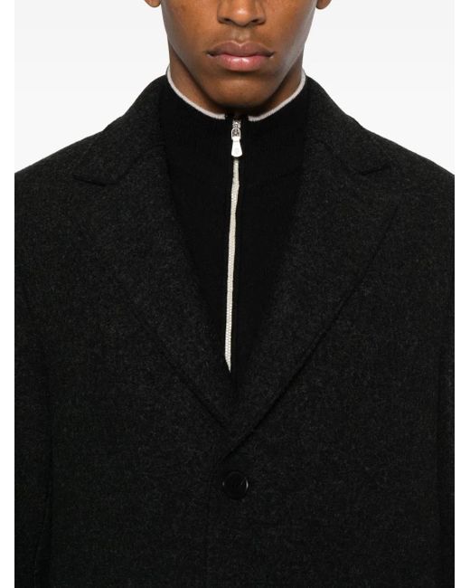 Harris Wharf London Black Single-Breasted Wool Coat for men