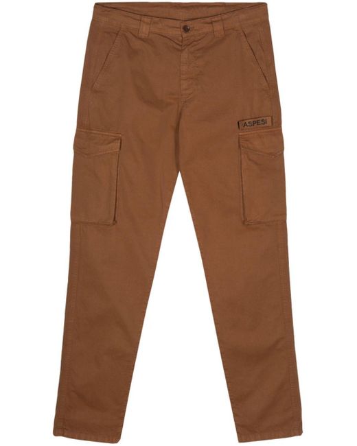 Aspesi Brown Cotton Cargo Trousers for men