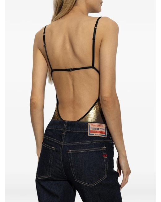 DIESEL Black Mirea-Gft Metallic-Effect Bodysuit