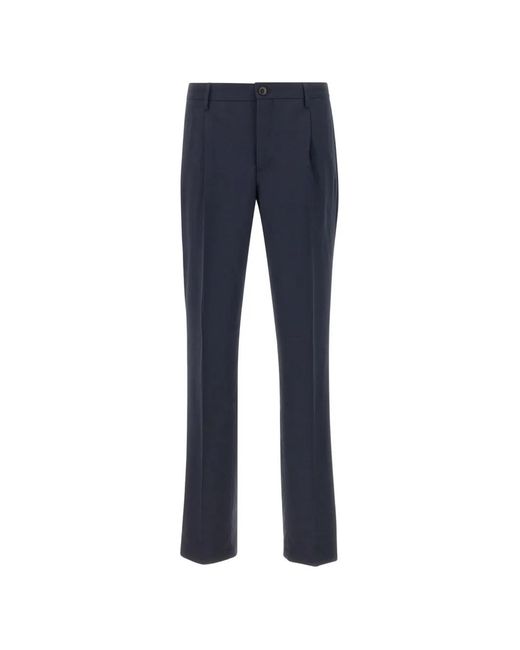 Pal Zileri Blue Front Pleats Button Trousers for men
