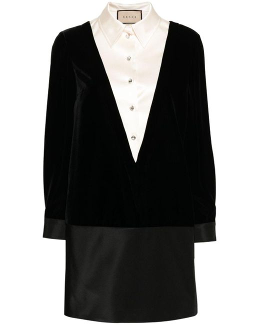 Vestido corto con paneles Gucci de color Black