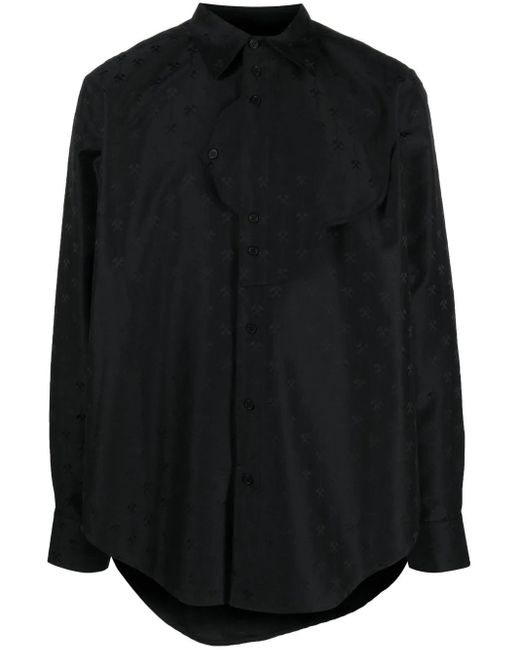 GmbH Black Hammer-Jacquard Button-Up Shirt for men
