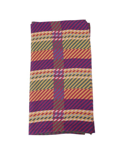 Sciarpa A Quadri Con Frange di Missoni in Purple