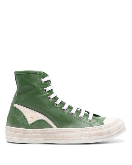 Moma Green Panelled Leather High-Top Sneakers