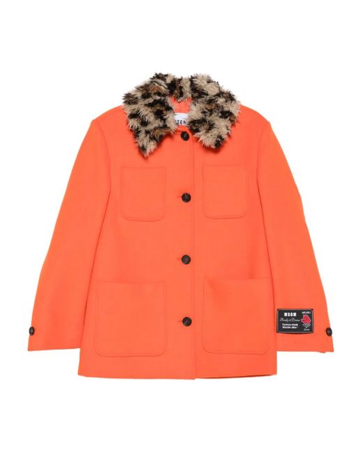 Chaqueta de mezcla de lana MSGM de color Orange