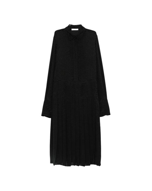 Fendi Black Pleated Zigzag-Pattern Midi Dress