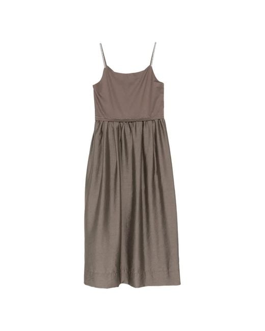 Peserico Brown Monili-Chain Sleeveless Midi Dress