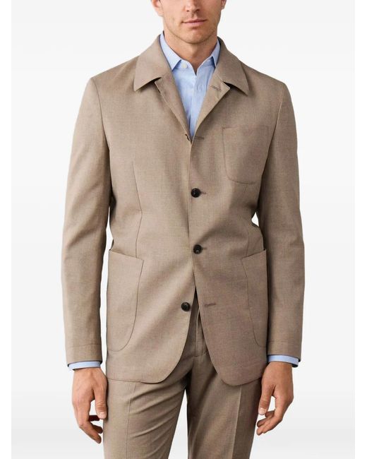 Hackett Natural Single-Breasted Wool Blazer for men