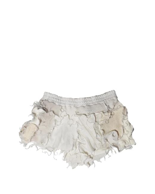Borbala White Short Court En Jean À Effet Usé