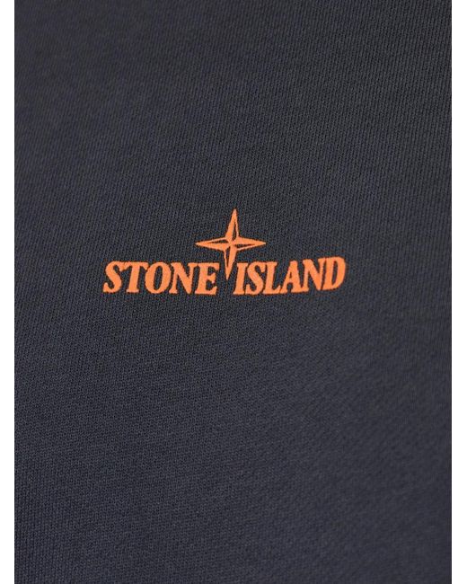 Stone Island Blue Logo-Print Raglan-Sleeve Sweater for men