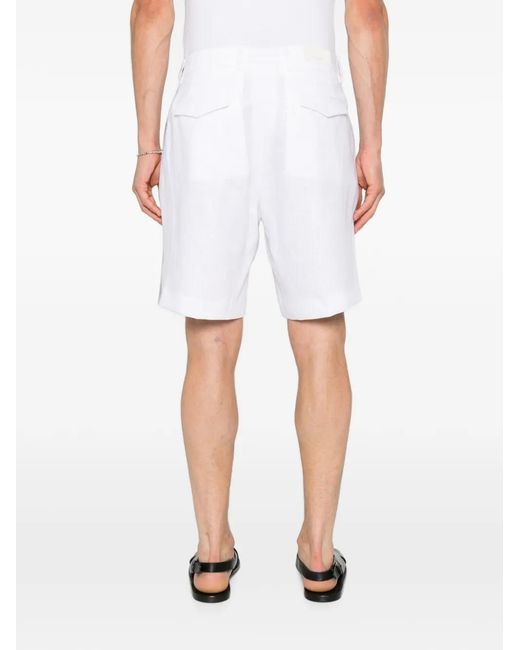 Michael Coal White Pleated-Front Button-Fastening Shorts for men