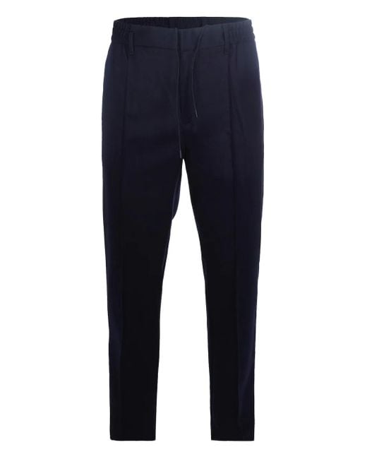 Emporio Armani Blue Pleat-Detail Trousers for men