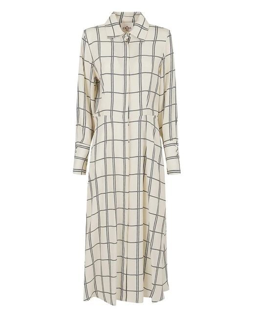 CRI.DA White Check-Pattern Midi Shirt Dress